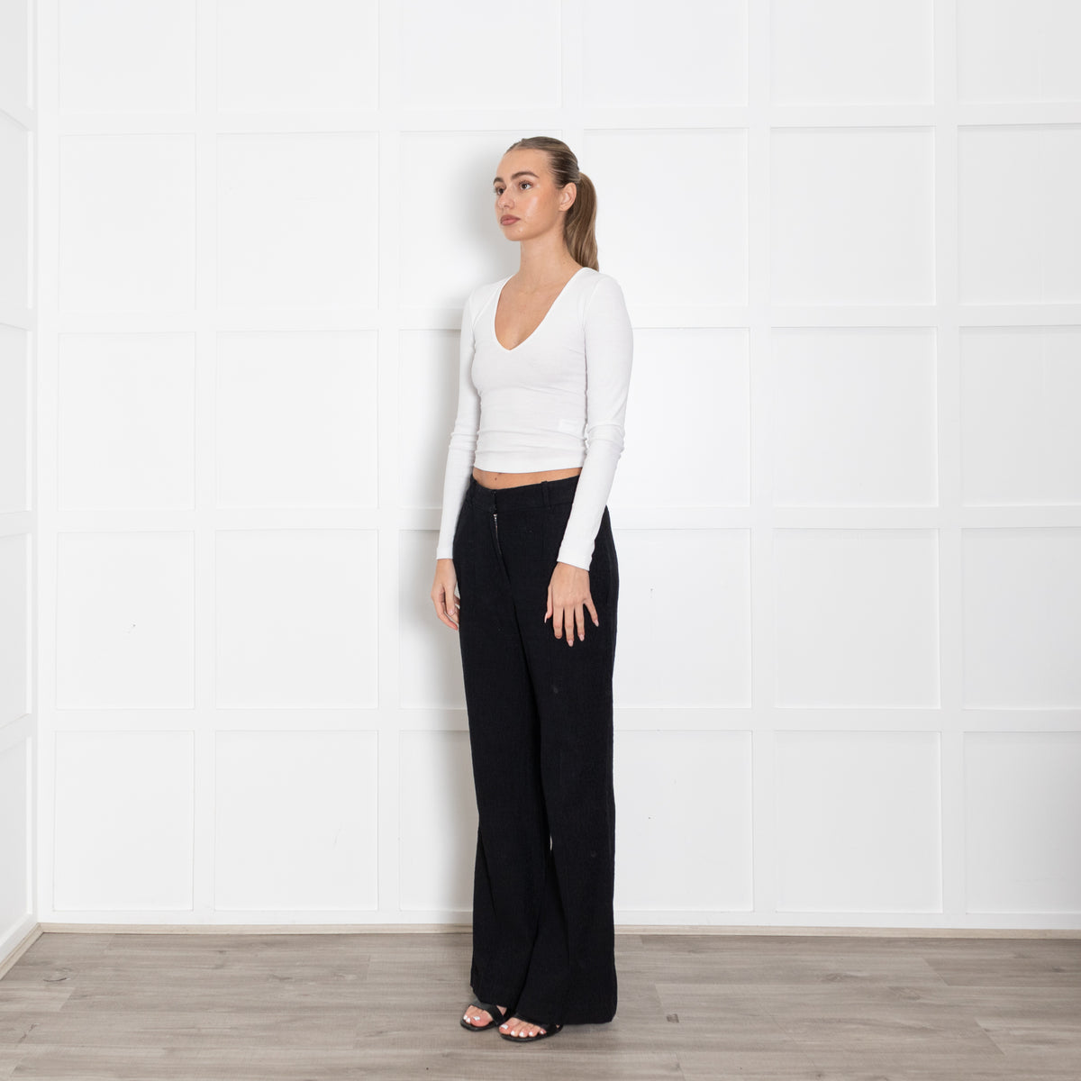 Vanessa Bruno Black Textured Wide Leg Trousers