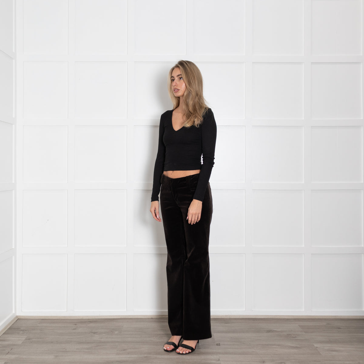 Gucci Dark Brown Velvet Straight Leg Trousers