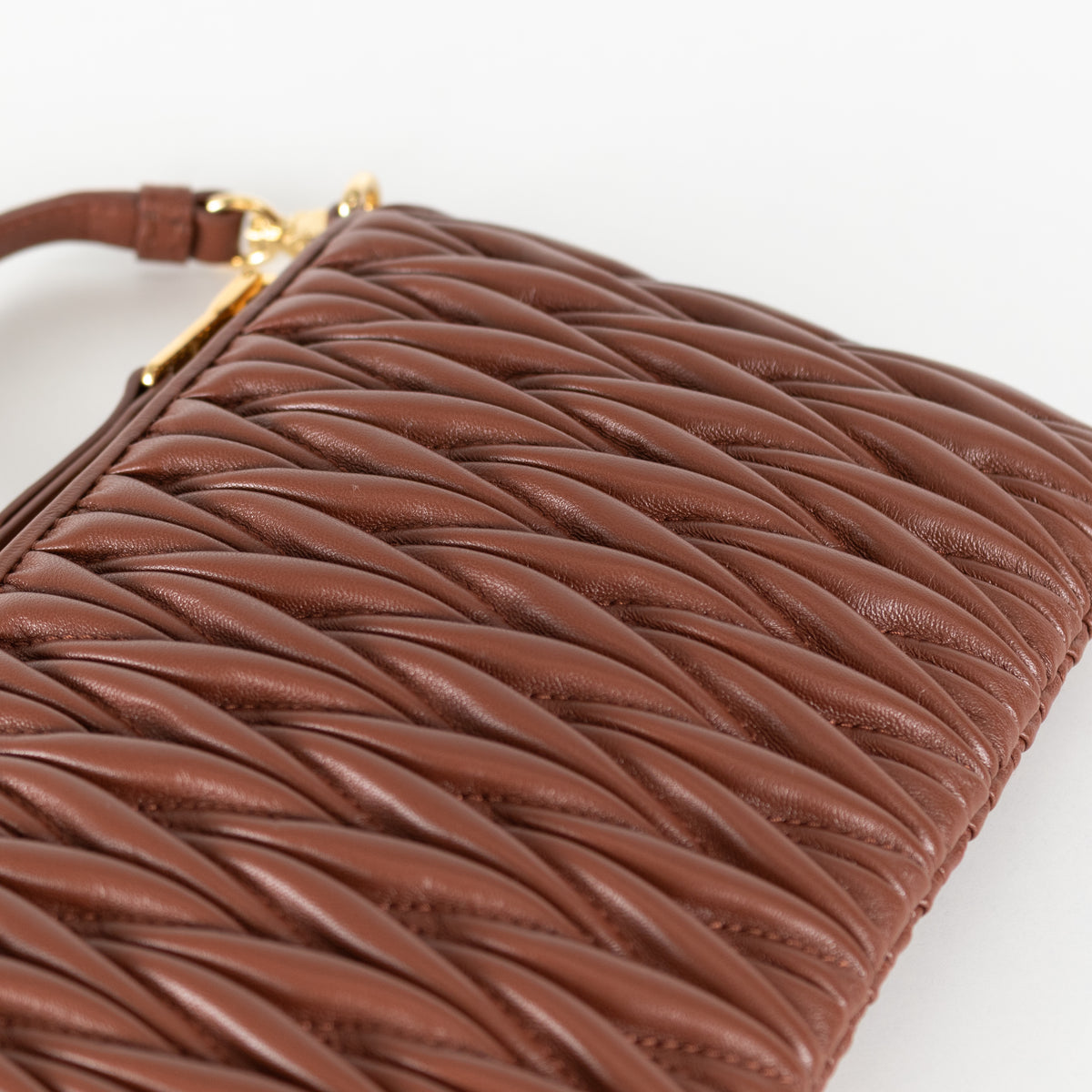 Miu Miu Tan Matelasse Nappa Leather Pouch Bag