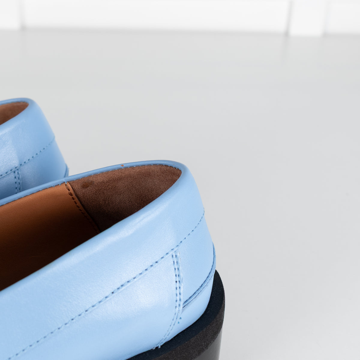Ganni Blue Leather Square Toe Loafers