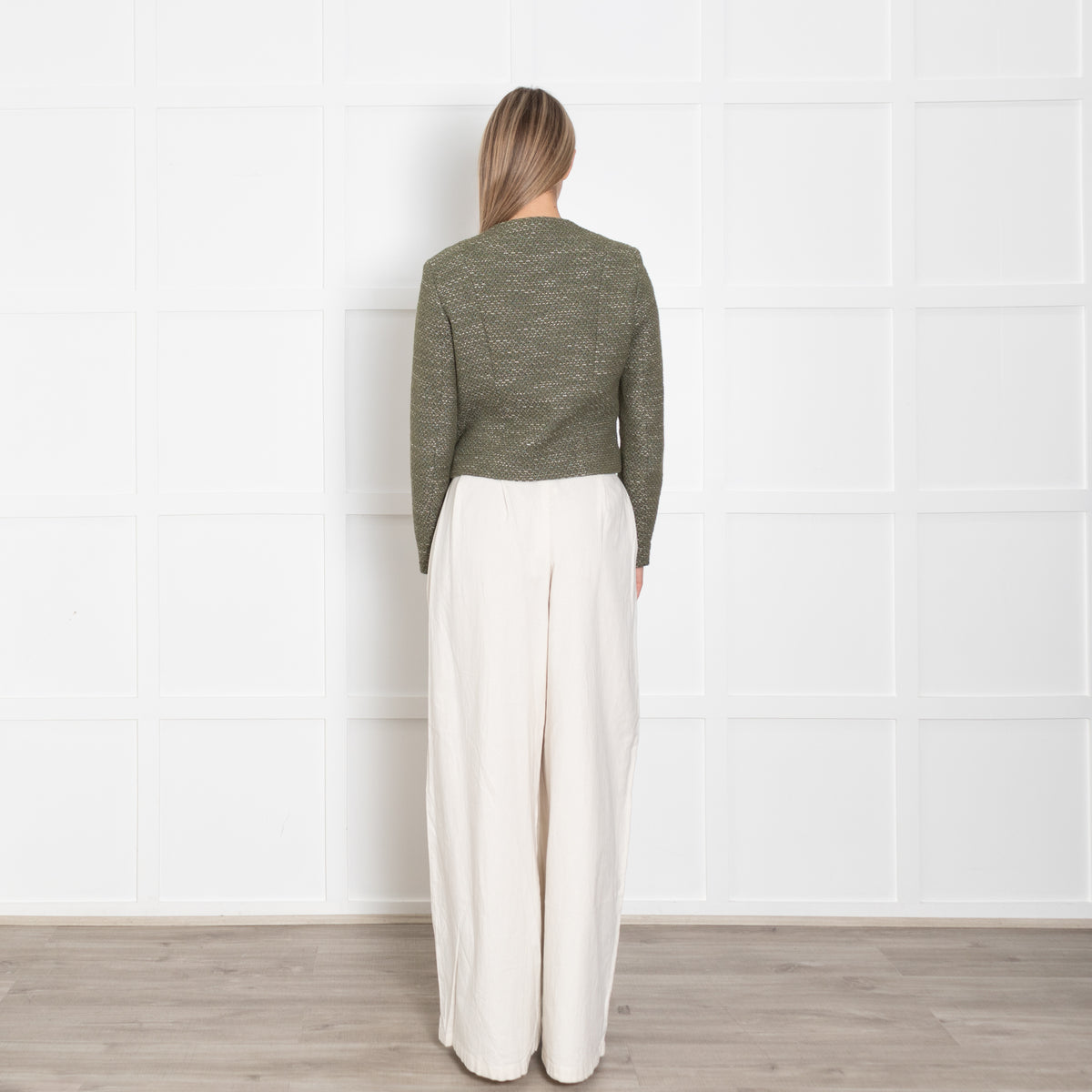 Sandro Green Cotton Tweedy Jacket