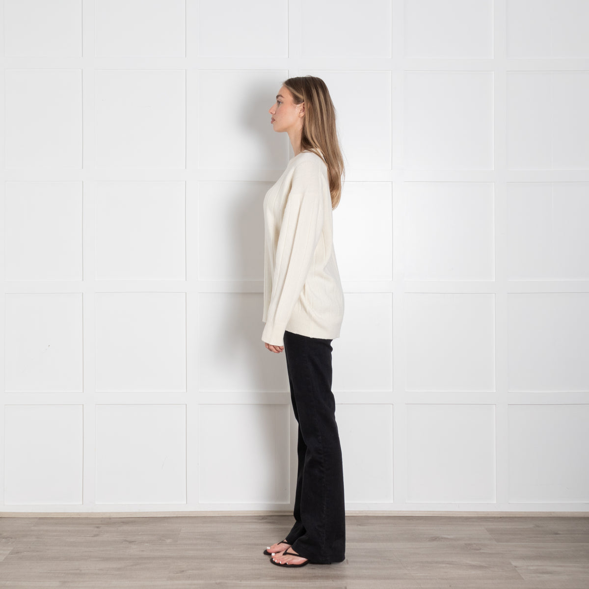 &Daughter Cream Jumbo Rib Round Neck Jumper