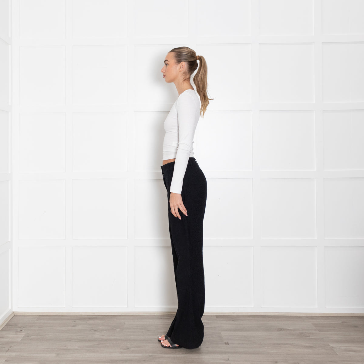 Vanessa Bruno Black Textured Wide Leg Trousers