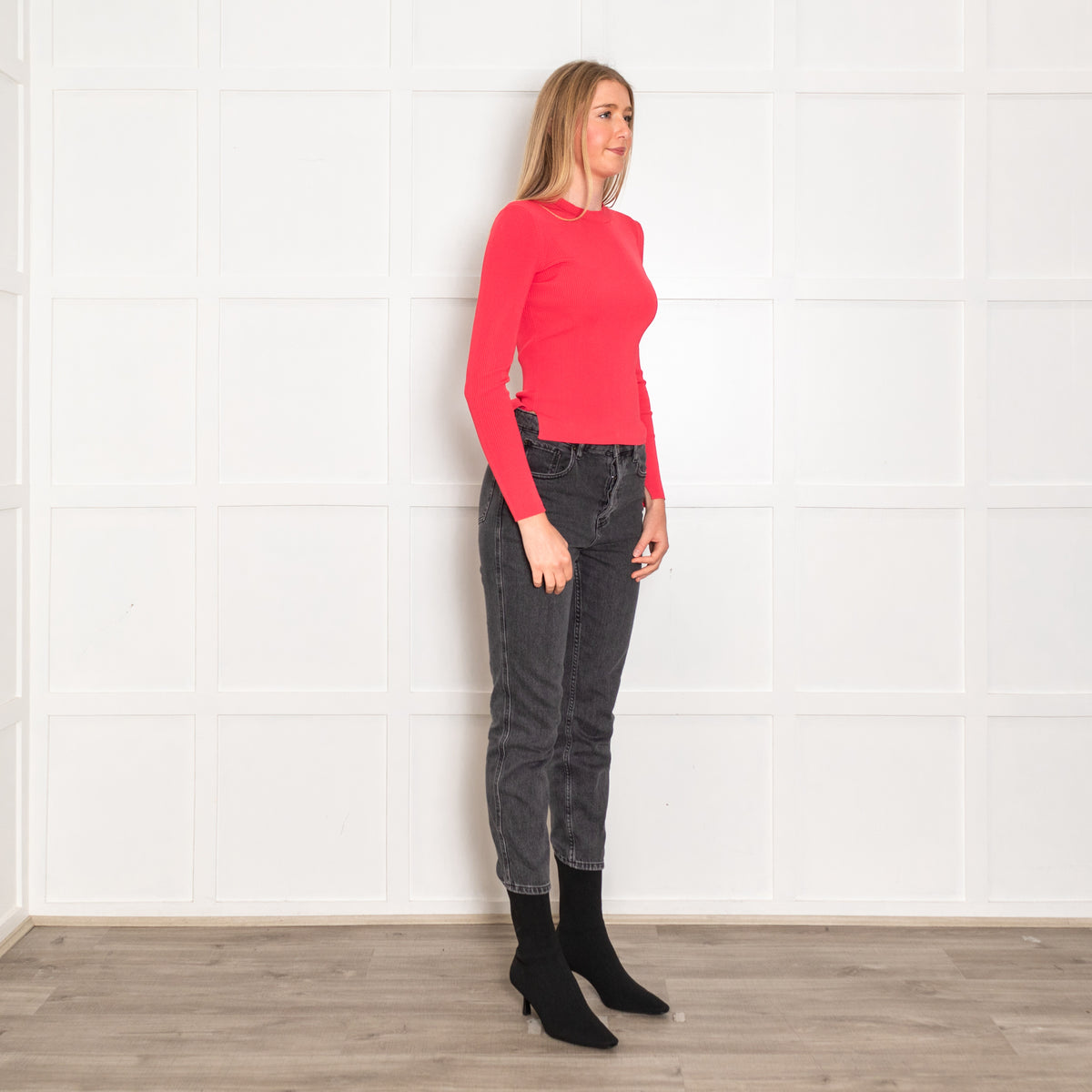 Rag & Bone Coral Ribbed Long Sleeve Top