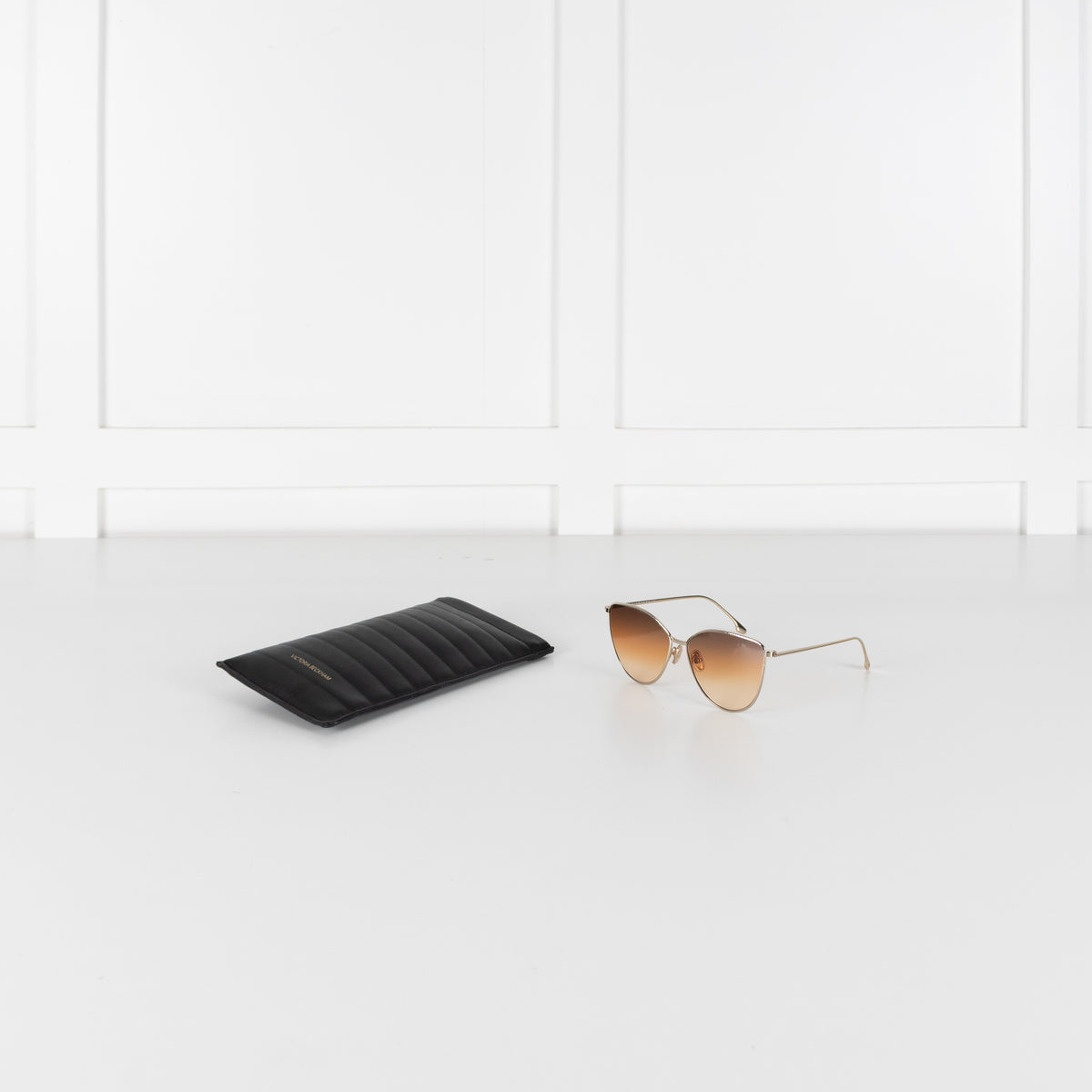 Victoria Beckham Gold Cat Eye Sunglasses With Brown Gradient Lens