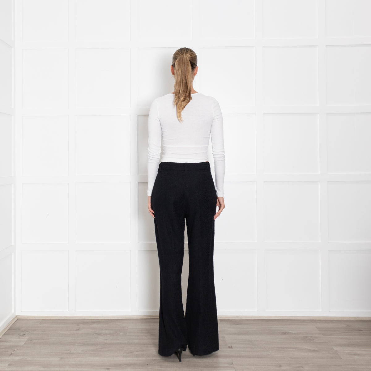 Vanessa Bruno Black Textured Wide Leg Trousers