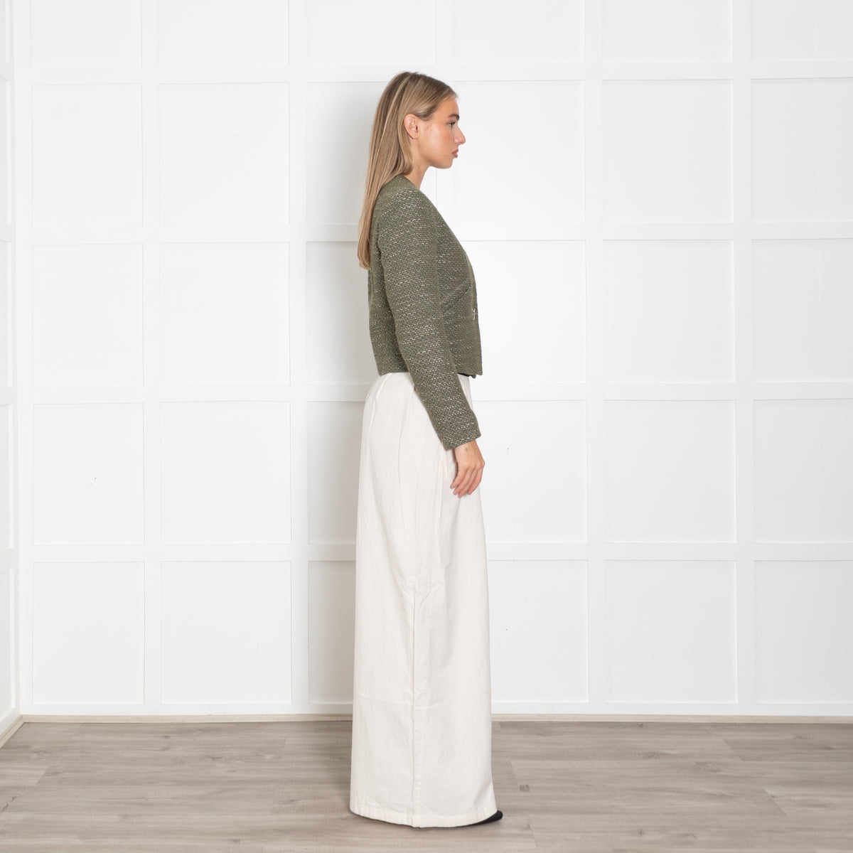 Sandro Green Cotton Tweedy Jacket