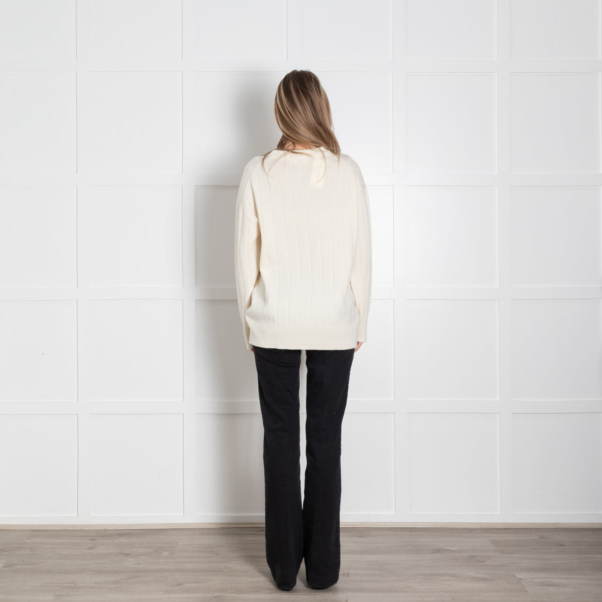 &Daughter Cream Jumbo Rib Round Neck Jumper