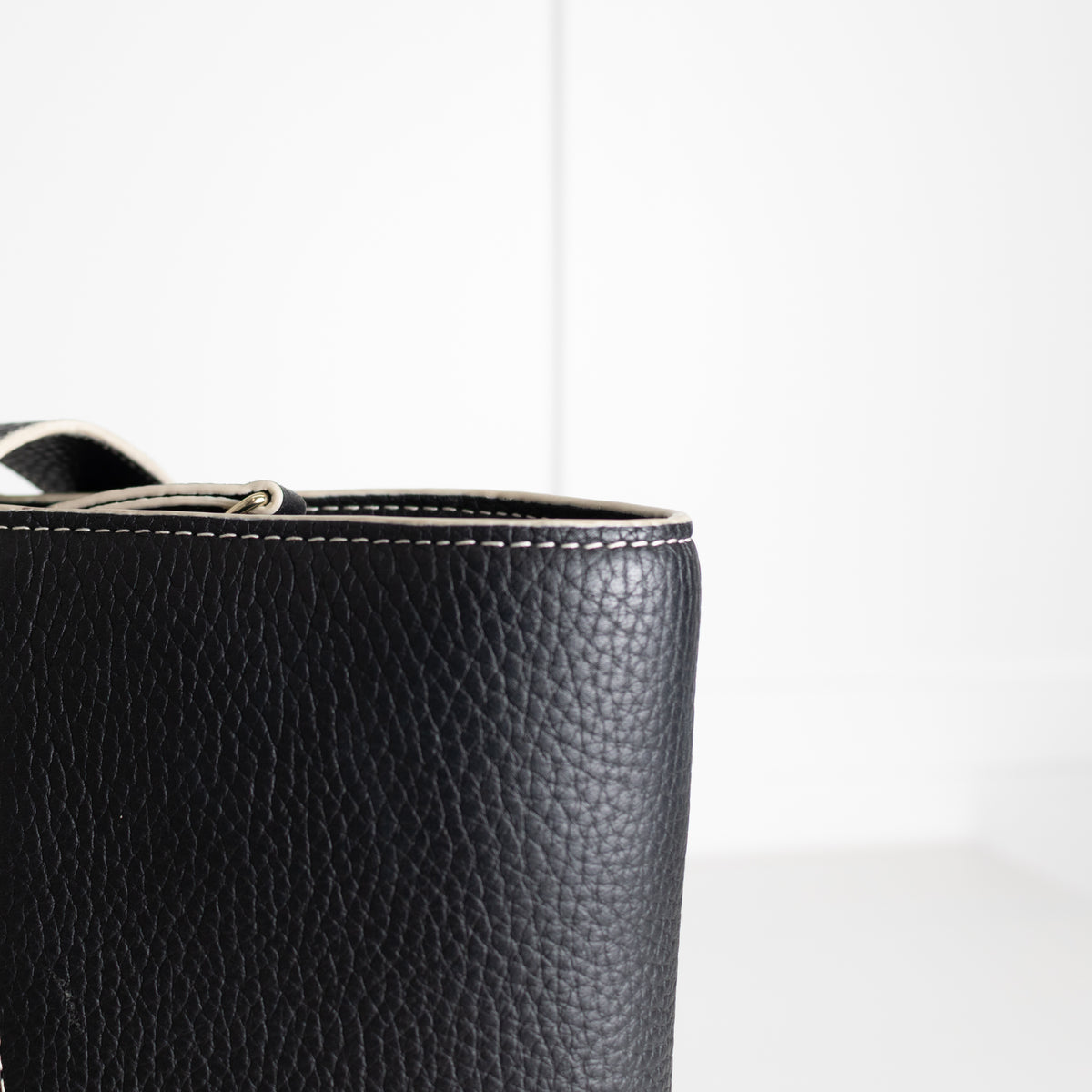 Strathberry Black Tote Bag with White Trim