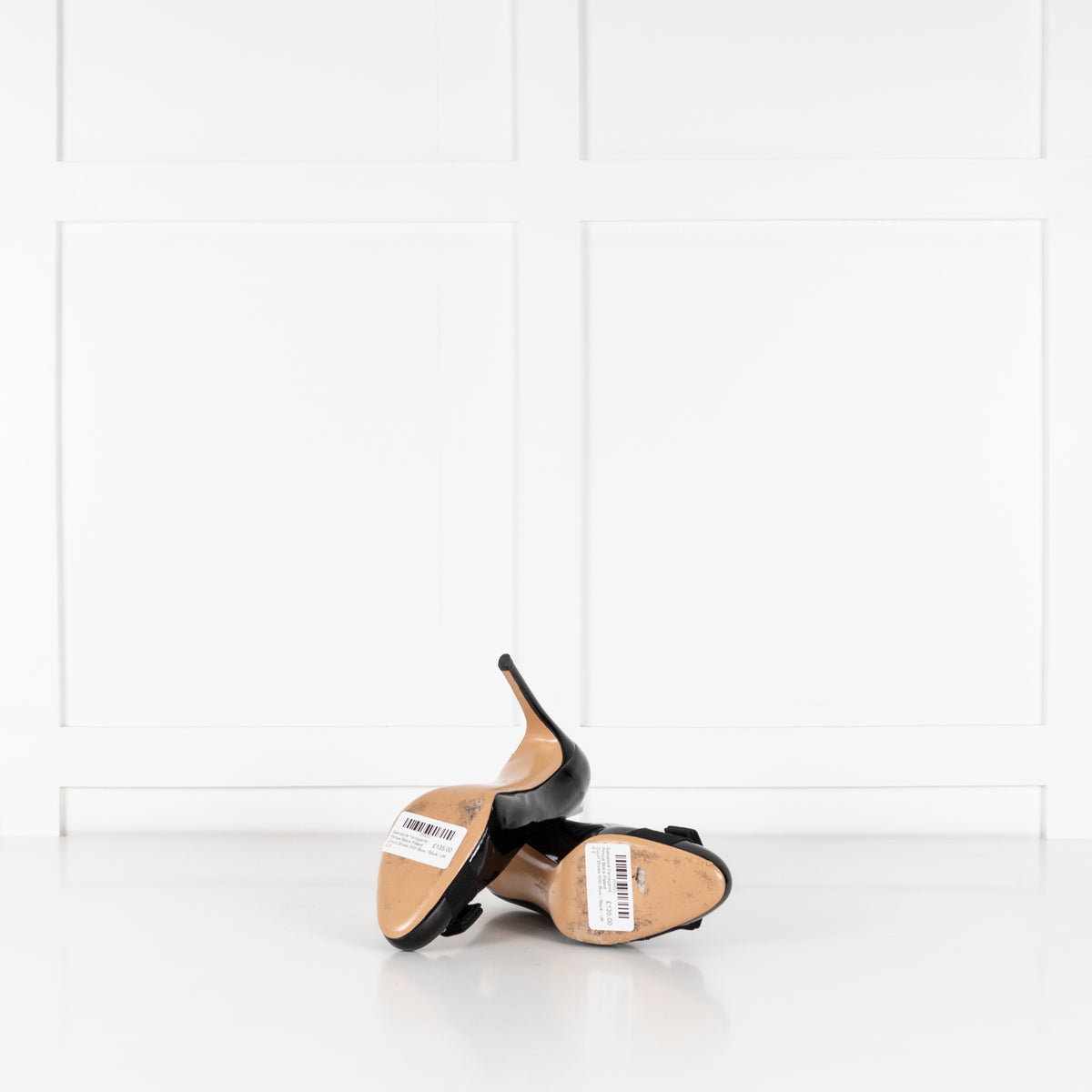 Salvatore Ferragamo Pimpa Black Patent Court Shoes With Bow