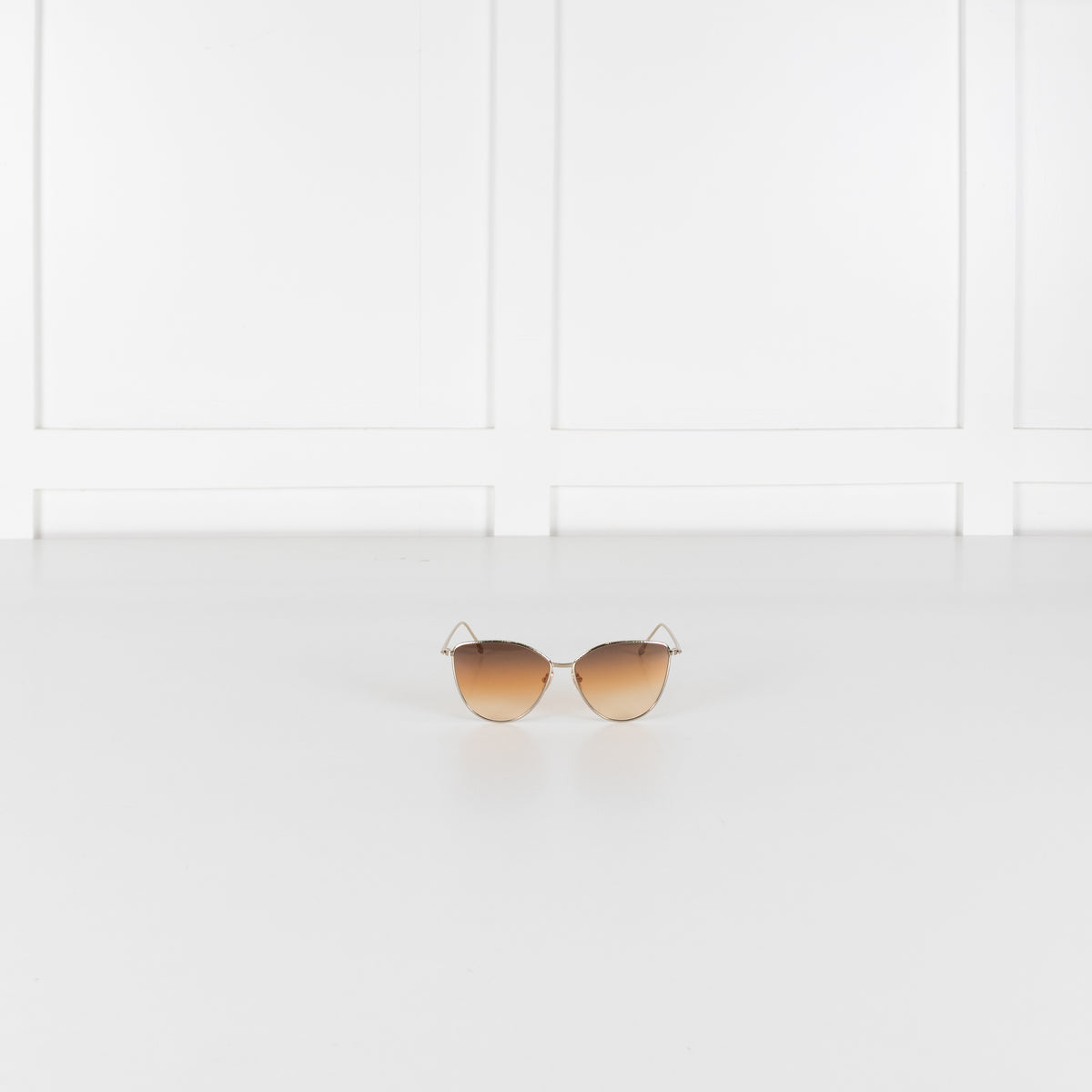 Victoria Beckham Gold Cat Eye Sunglasses With Brown Gradient Lens