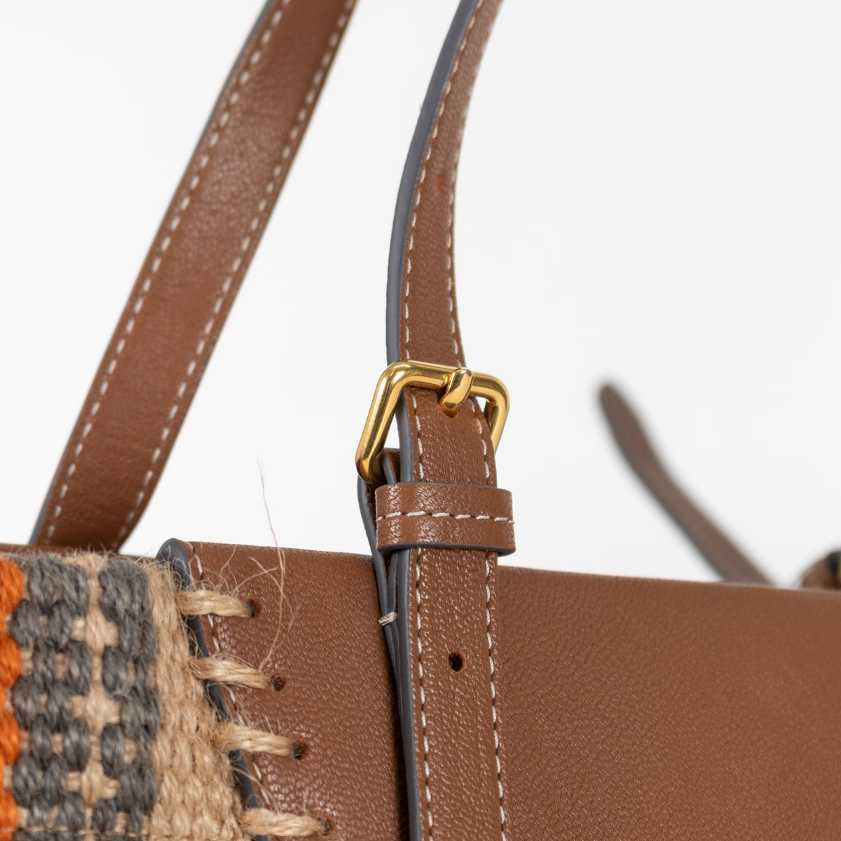 Anya Hindmarch Orange Striped Large Raffia Tote