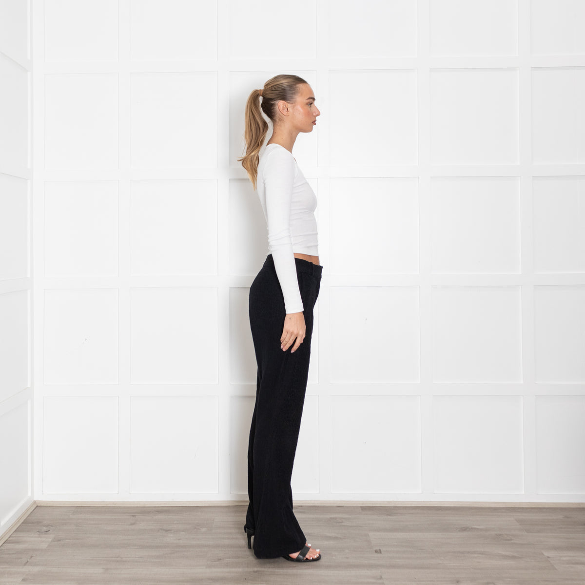 Vanessa Bruno Black Textured Wide Leg Trousers