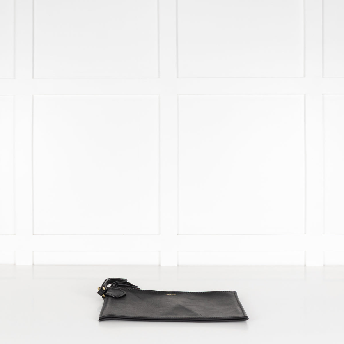 Fount Black Leather The Finley Clutch Bag