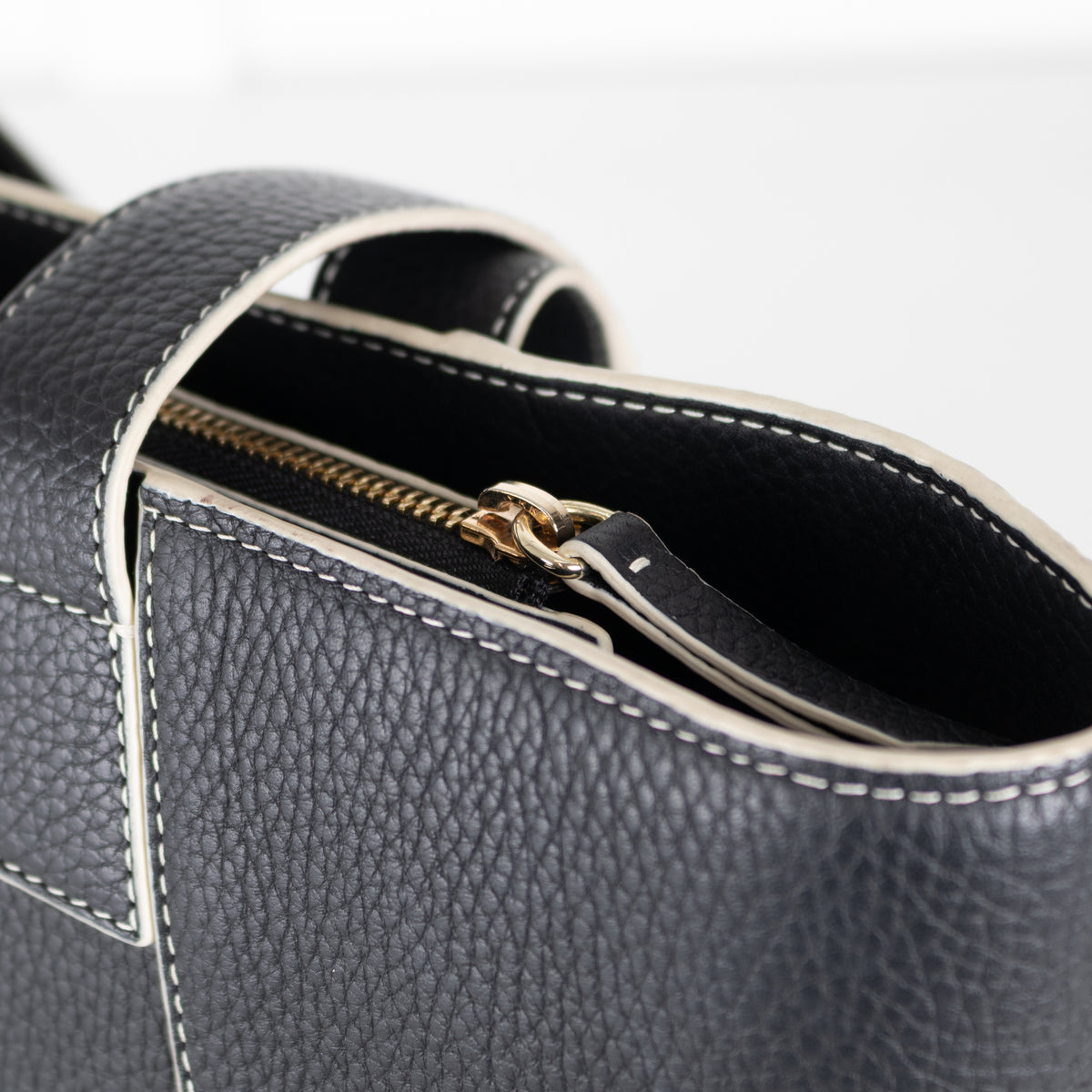 Strathberry Black Tote Bag with White Trim