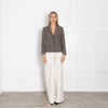 Weekend Max Mara Brown Navy Check Raw Edge Wool Blazer