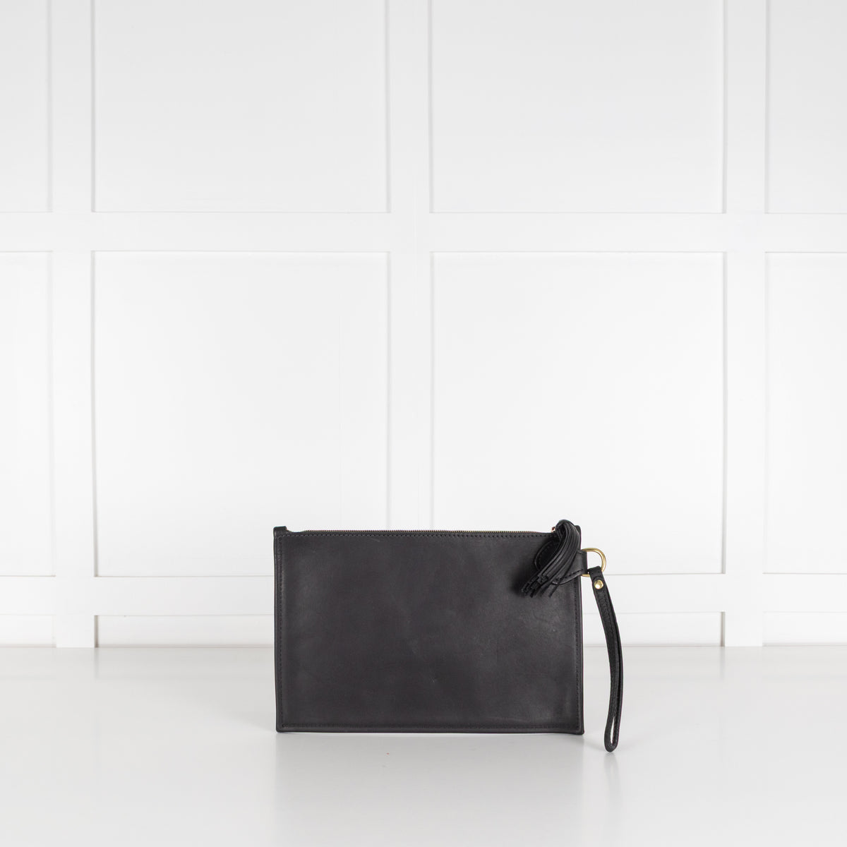 Fount Black Leather The Finley Clutch Bag
