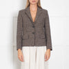 Weekend Max Mara Brown Navy Check Raw Edge Wool Blazer
