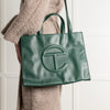 Telfar Dark Green Faux Leather Medium Shopping Bag