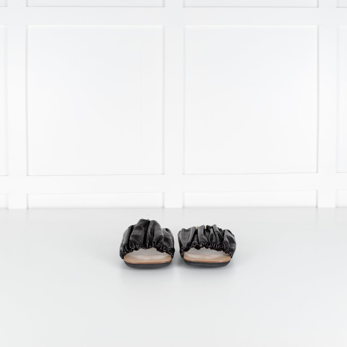 Jil Sander Black Ruffled Leather Sandal