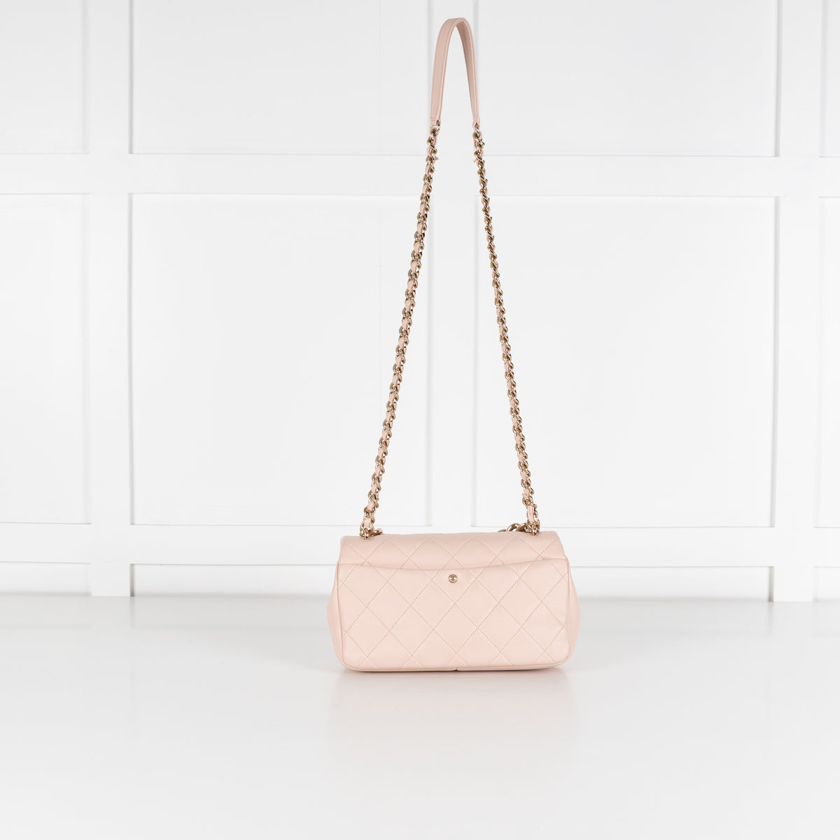 Chanel Beige Pink Leather Bi-Colour Chain Flap Bag