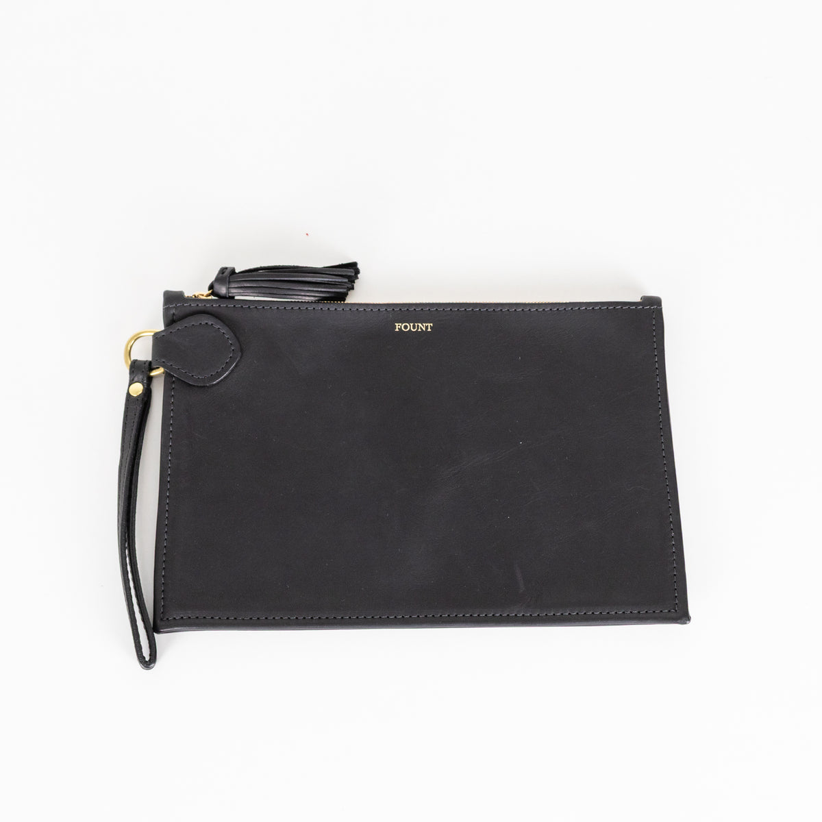 Fount Black Leather The Finley Clutch Bag
