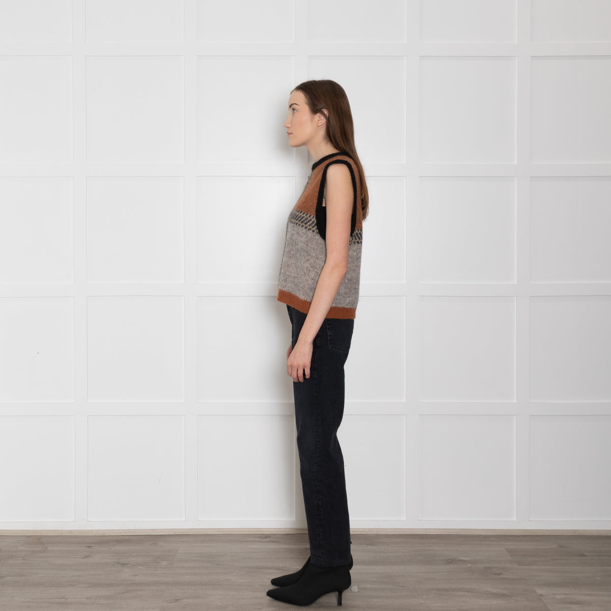 Stella Nova Brown Check Knitted Vest