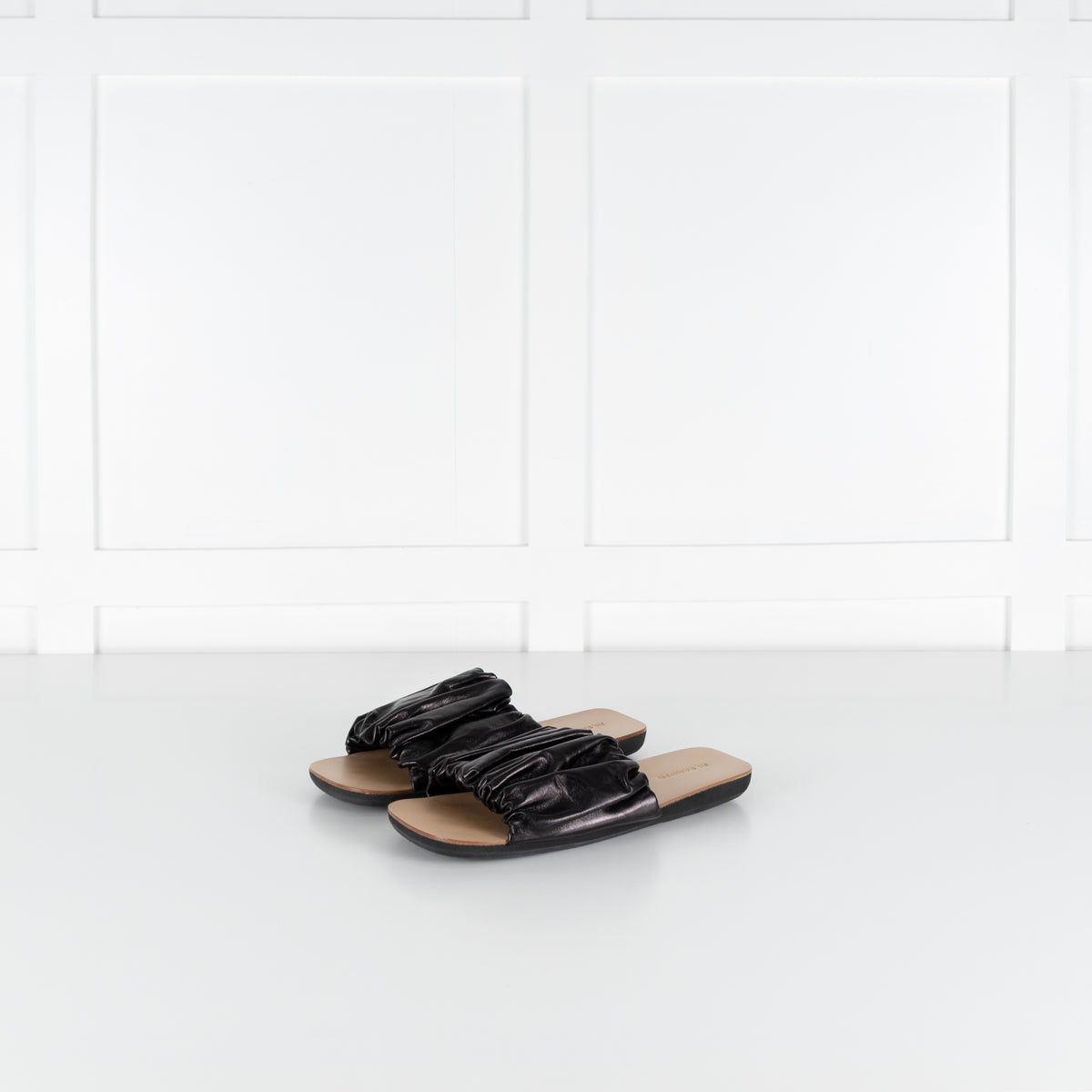 Jil Sander Black Ruffled Leather Sandal