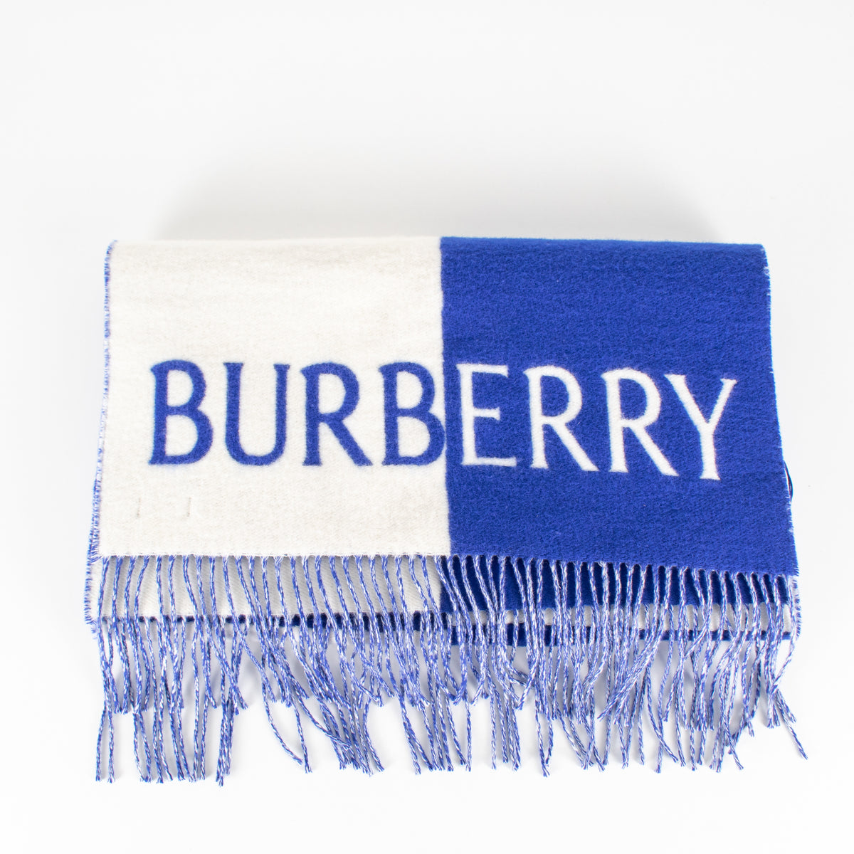 Burberry  Blue White EKD Cashmere Blend Scarf