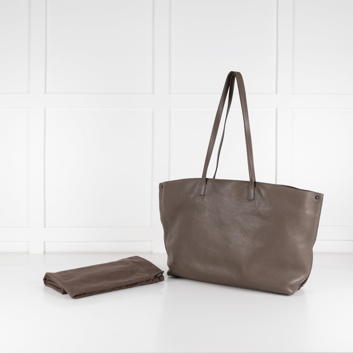 Akris Taupe Medium Shoulder Leather Tote Bag