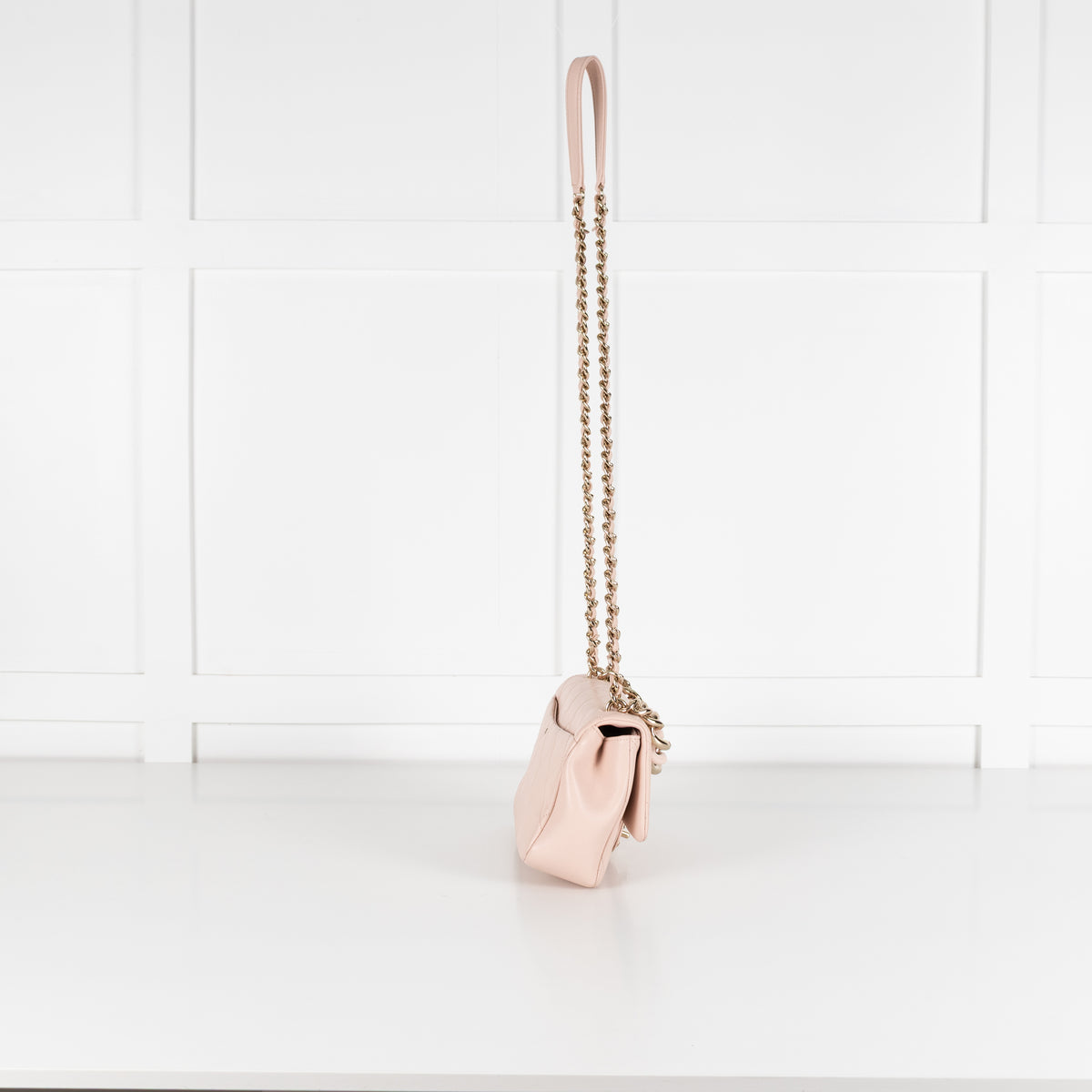 Chanel Beige Pink Leather Bi-Colour Chain Flap Bag