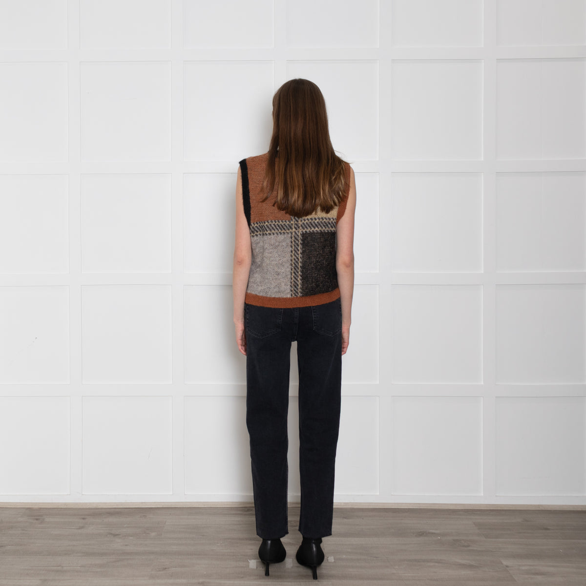 Stella Nova Brown Check Knitted Vest
