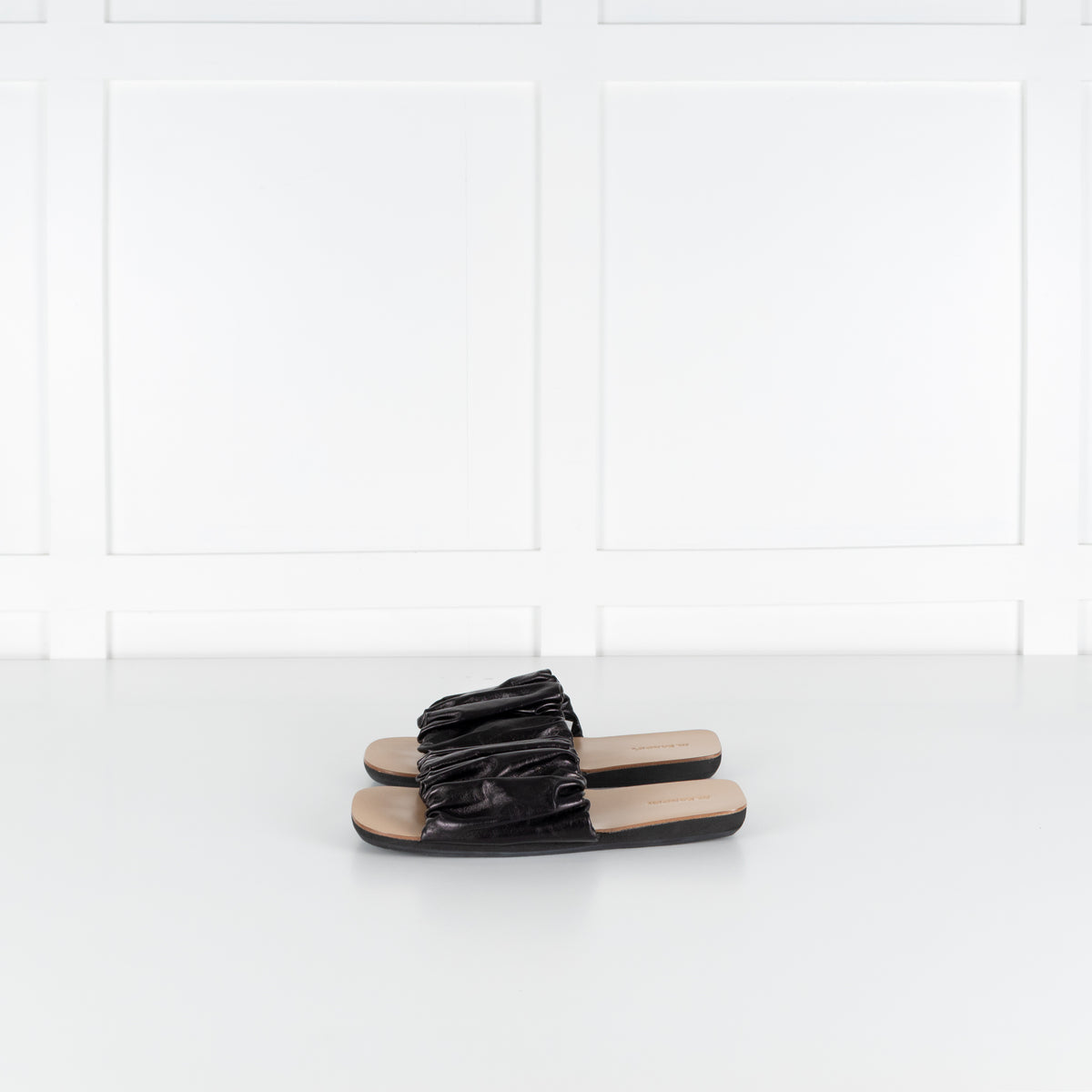Jil Sander Black Ruffled Leather Sandal