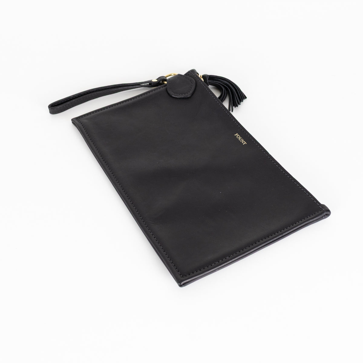 Fount Black Leather The Finley Clutch Bag