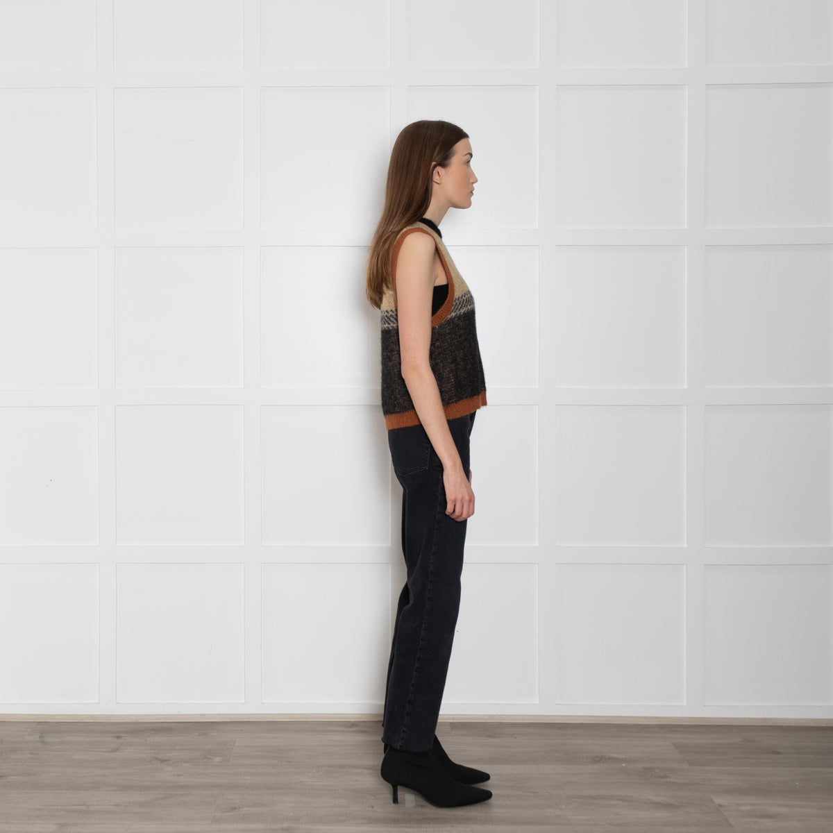 Stella Nova Brown Check Knitted Vest