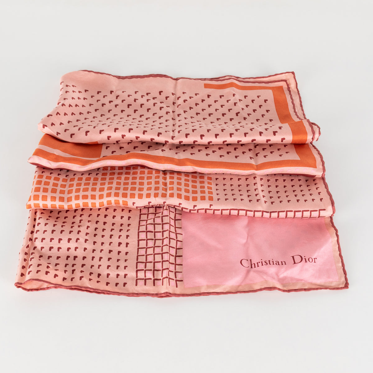 Christian Dior Rose Print Square Silk Scarf