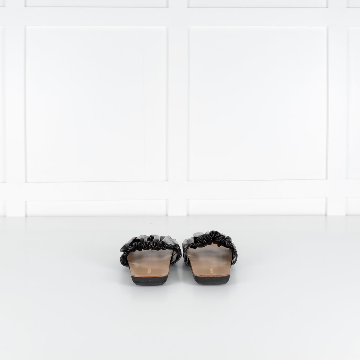 Jil Sander Black Ruffled Leather Sandal