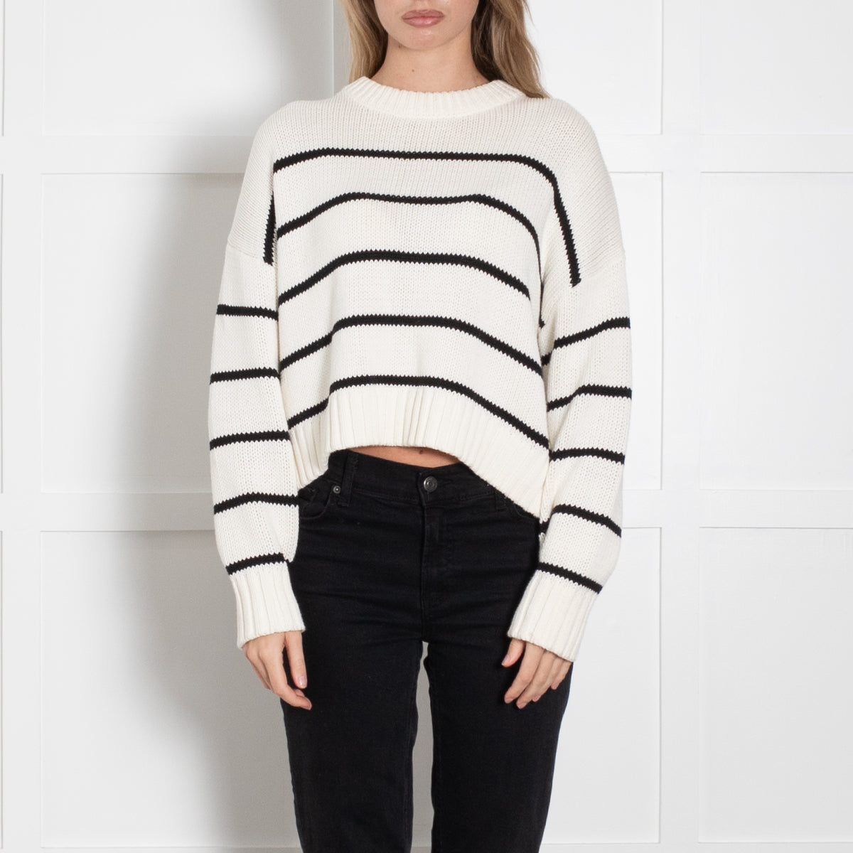 Jenni Kayne Cream & Black Stripe Cotton Jumper