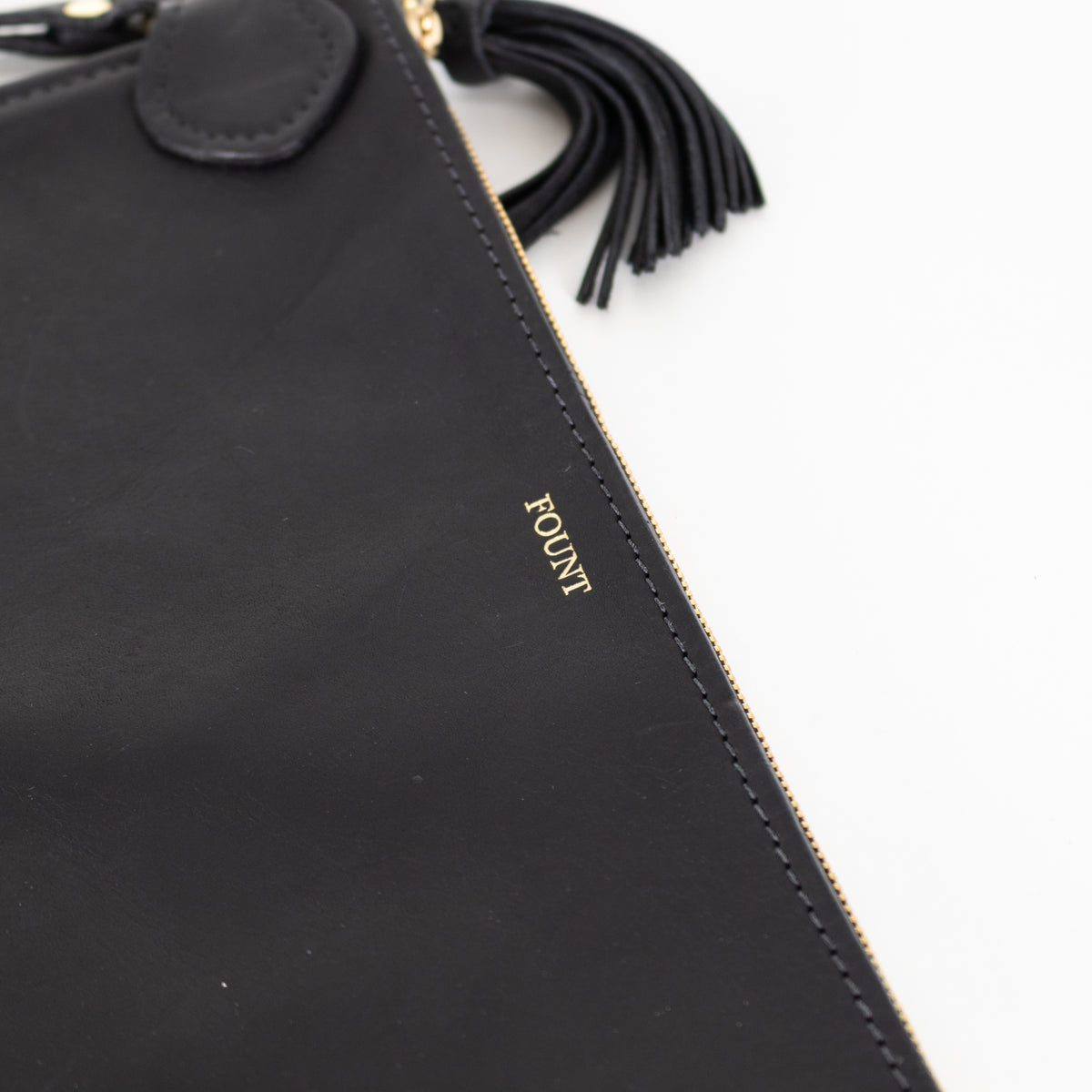 Fount Black Leather The Finley Clutch Bag