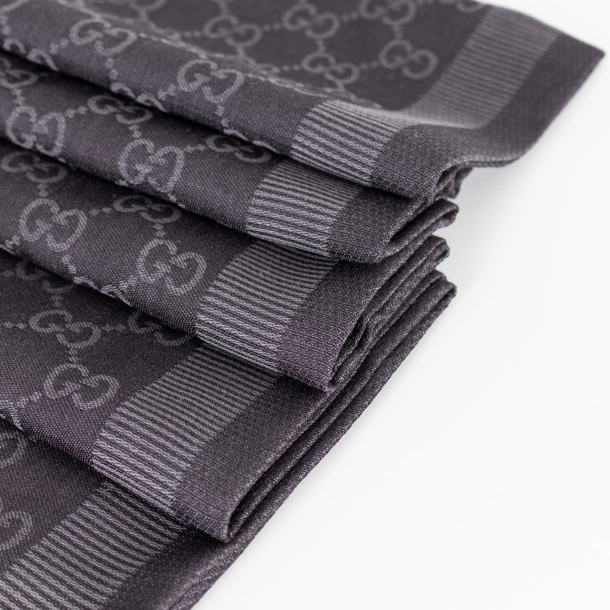 Gucci Grey GG Jacquard Wool And Silk Blend Scarf