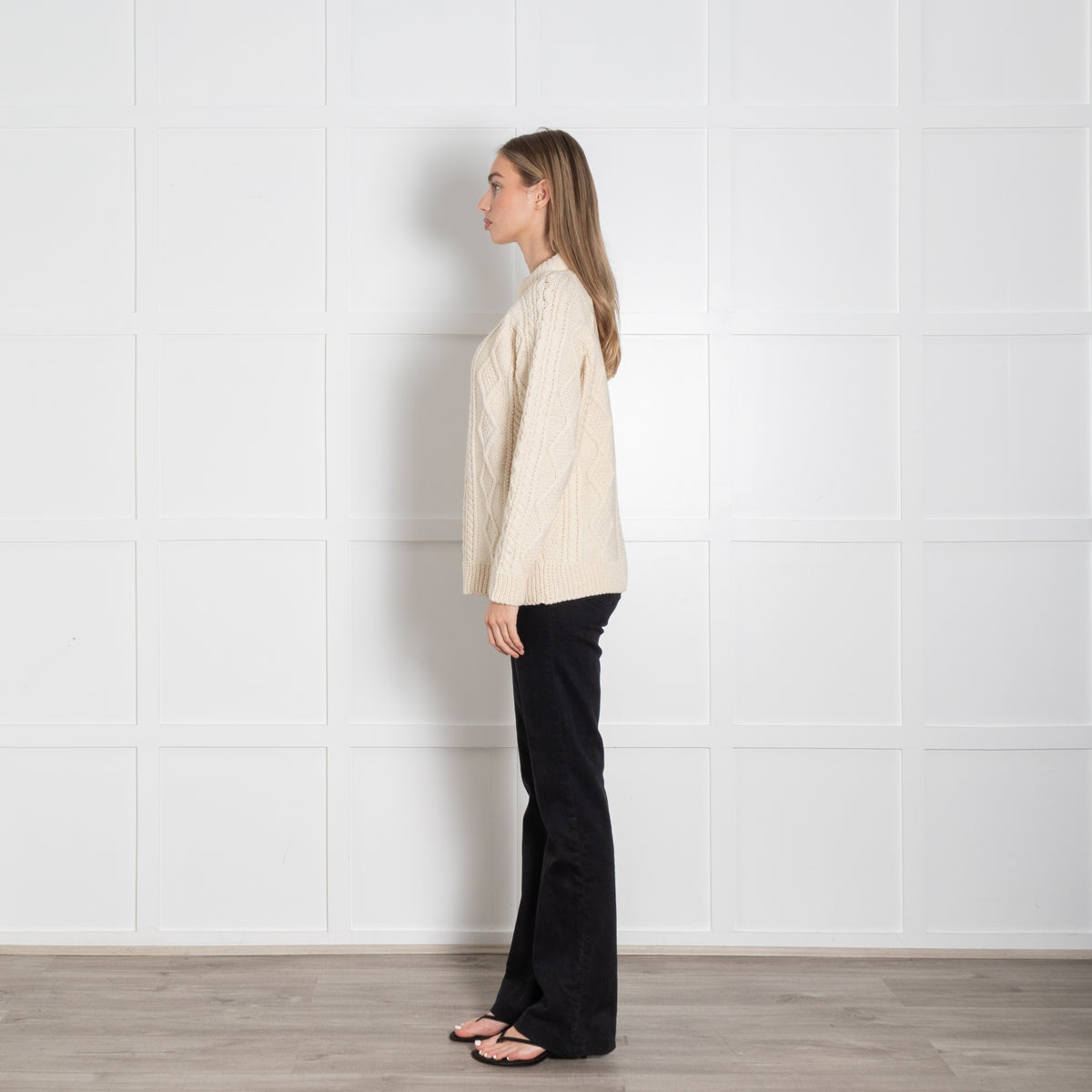&Daughter Cream Aran Chunky Knit Crewneck