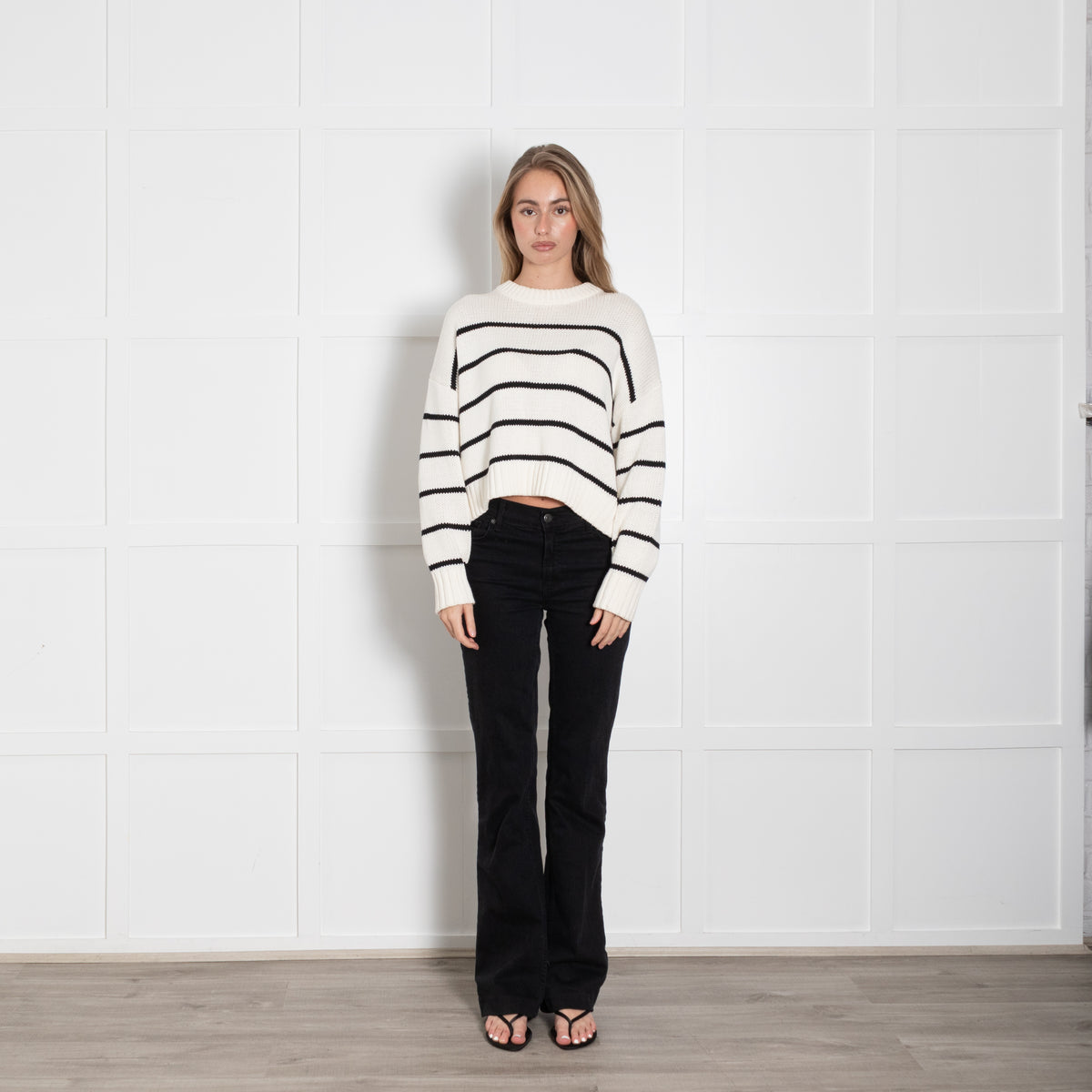 Jenni Kayne Cream & Black Stripe Cotton Jumper