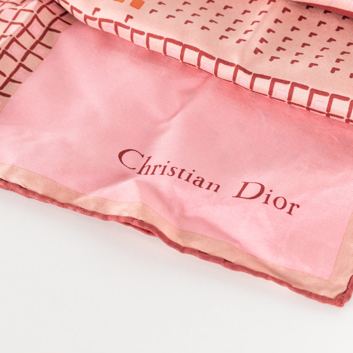 Christian Dior Rose Print Square Silk Scarf