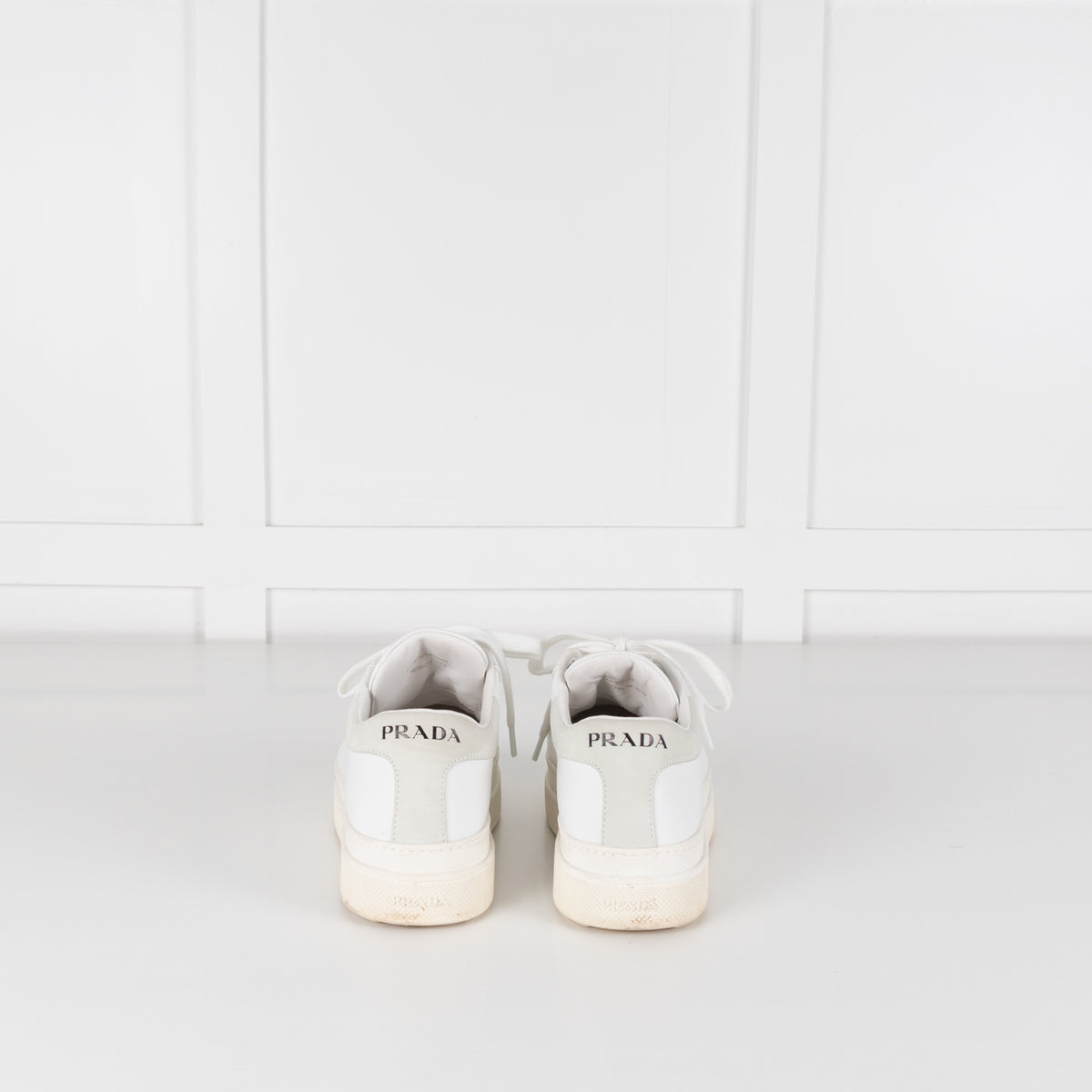 Prada White Leather Platform Trainers