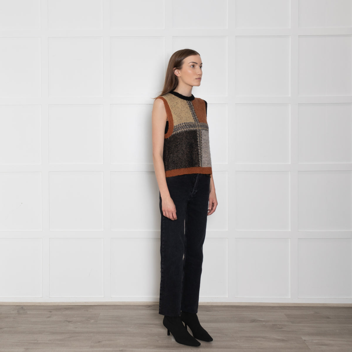 Stella Nova Brown Check Knitted Vest