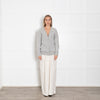 Maje Grey White Pearl Detail Wool Blend Cardigan