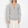 Maje Grey White Pearl Detail Wool Blend Cardigan
