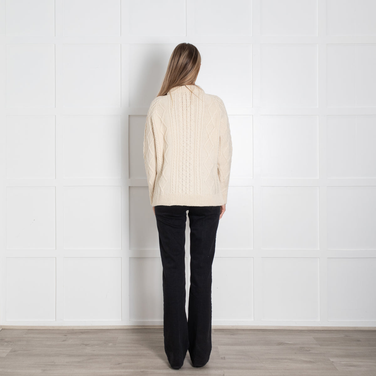 &Daughter Cream Aran Chunky Knit Crewneck