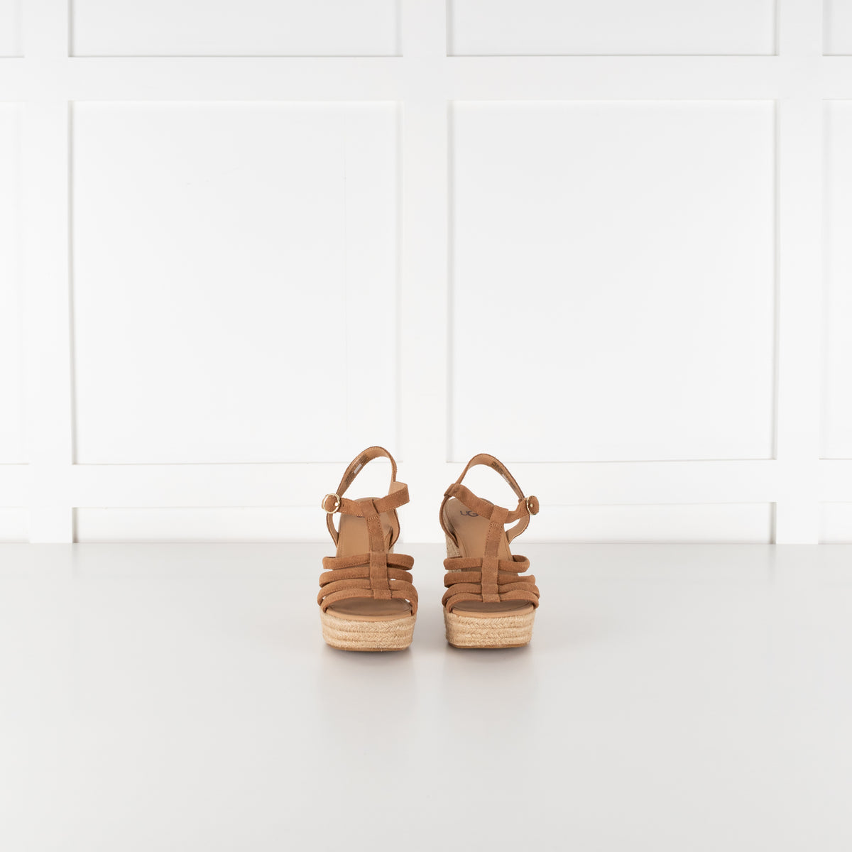 Ugg Tan Brown Suede Strappy Wedge Sandals