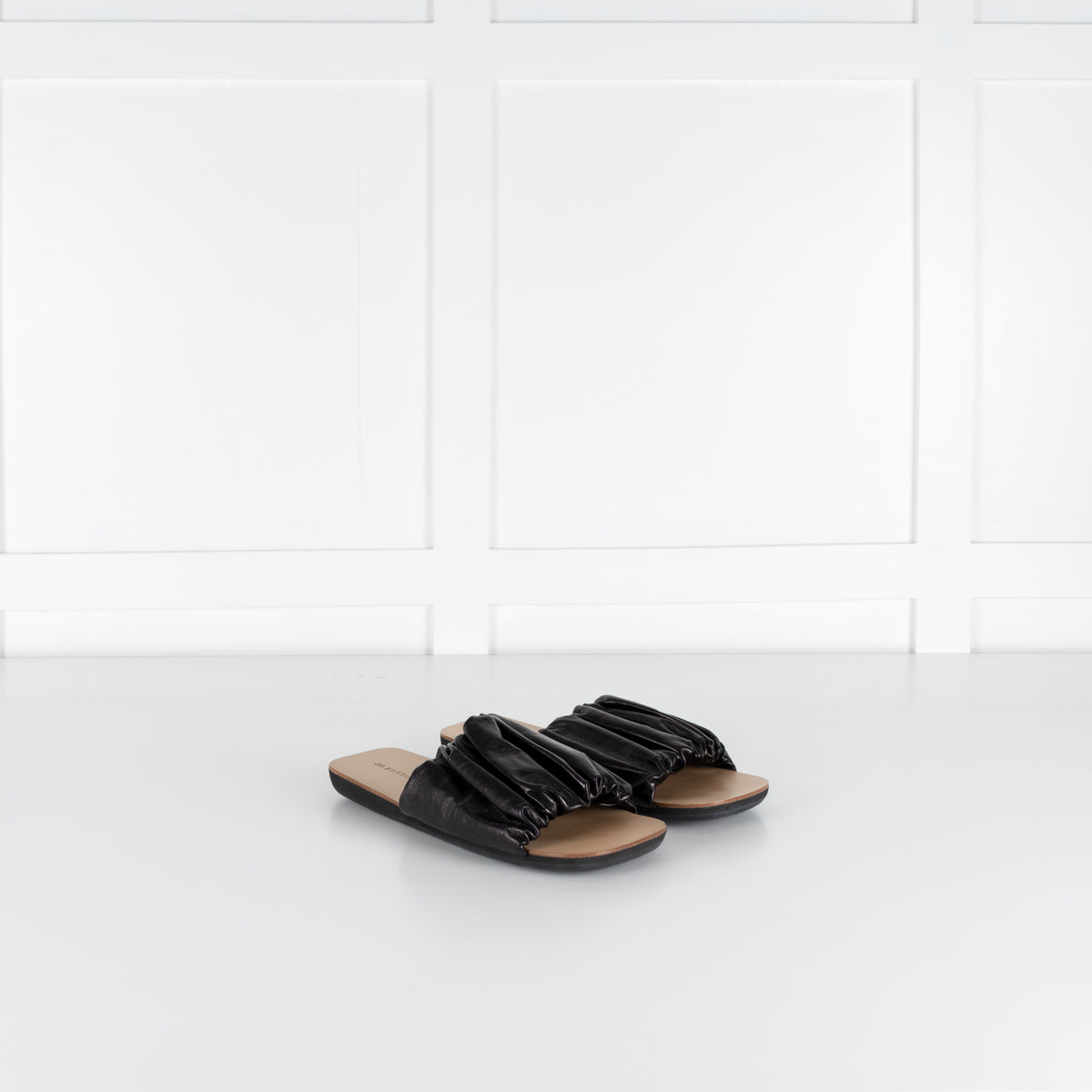 Jil Sander Black Ruffled Leather Sandal